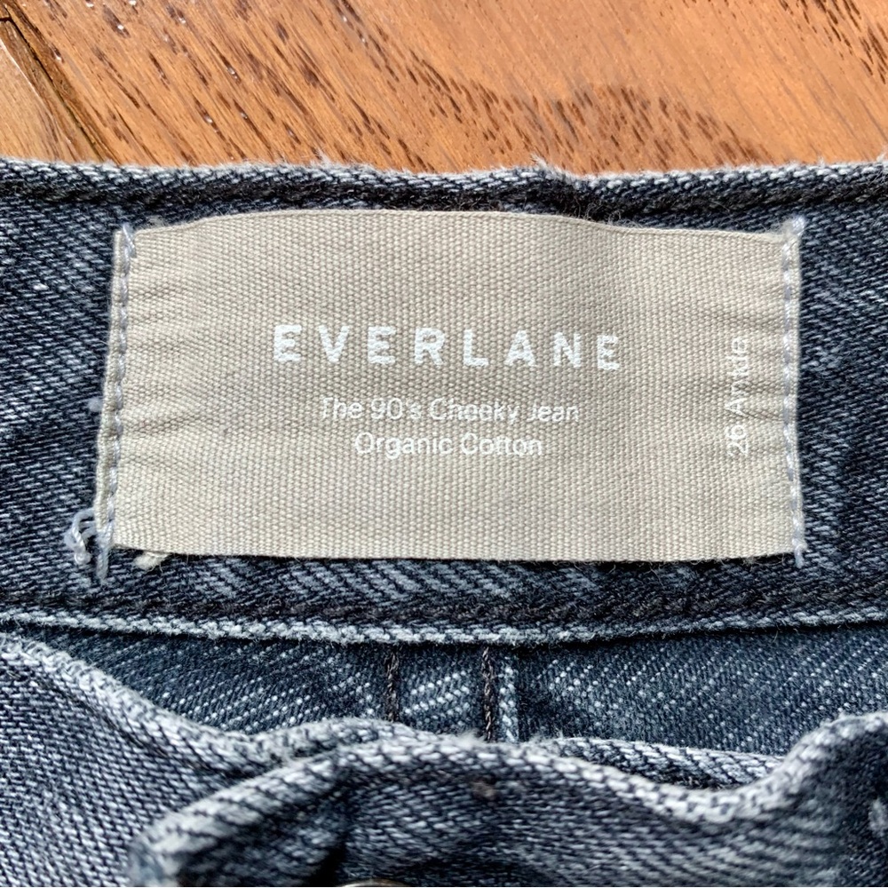 Everlane Black Wash Straight Button Front Denim Jeans Cotton 90s Cheeky 26 Ankle - Picture 8 of 13